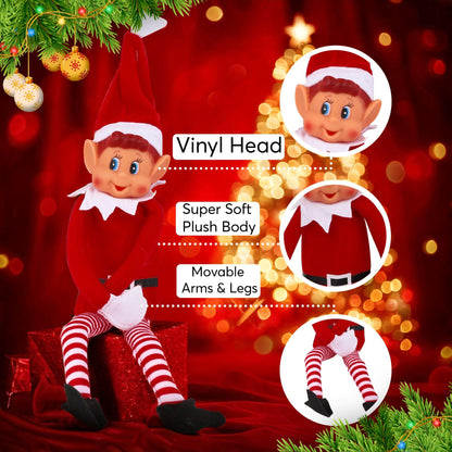 Elves Behavin' Badly Charming Red Long Leg Soft Body Vinylface Girl Elf with Hat - 30 cm