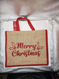Red Christmas Hessian Jute Gift Bag