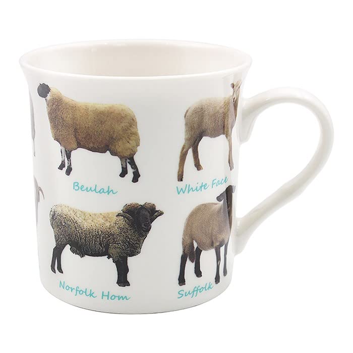lesser and pavey Ceramic Mug | Sheep Breeds Design | 1 Piece | White | 325 ml