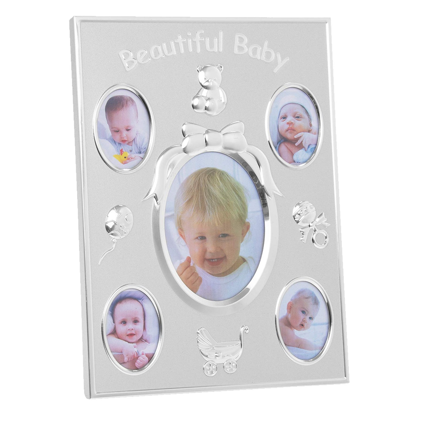 Silver Beautiful Baby Multi Photo Frame - Holds 5 Pictures - New Baby Gift