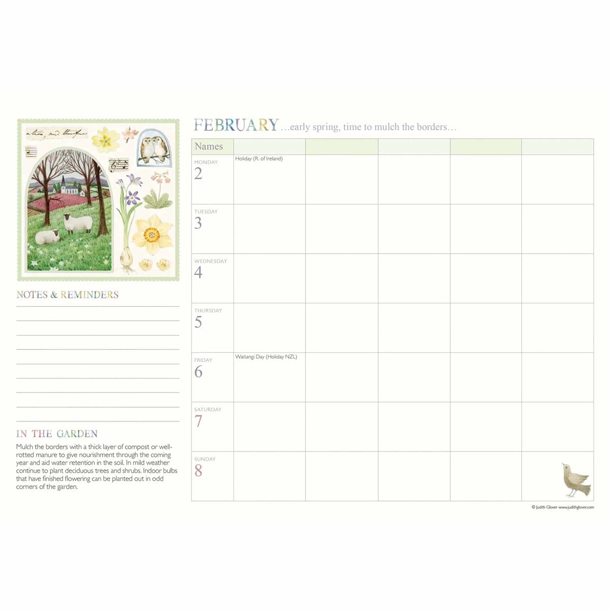 Judith Glover, Garden Days A4 Family Organiser 2026, Family Planners, Gift