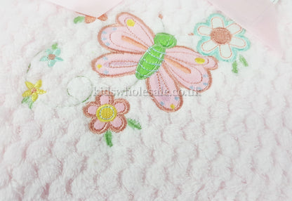 Baby Boys Girls Soft Touch Waffle Blanket Wrap In Multi Colours (Pink Butterfly)