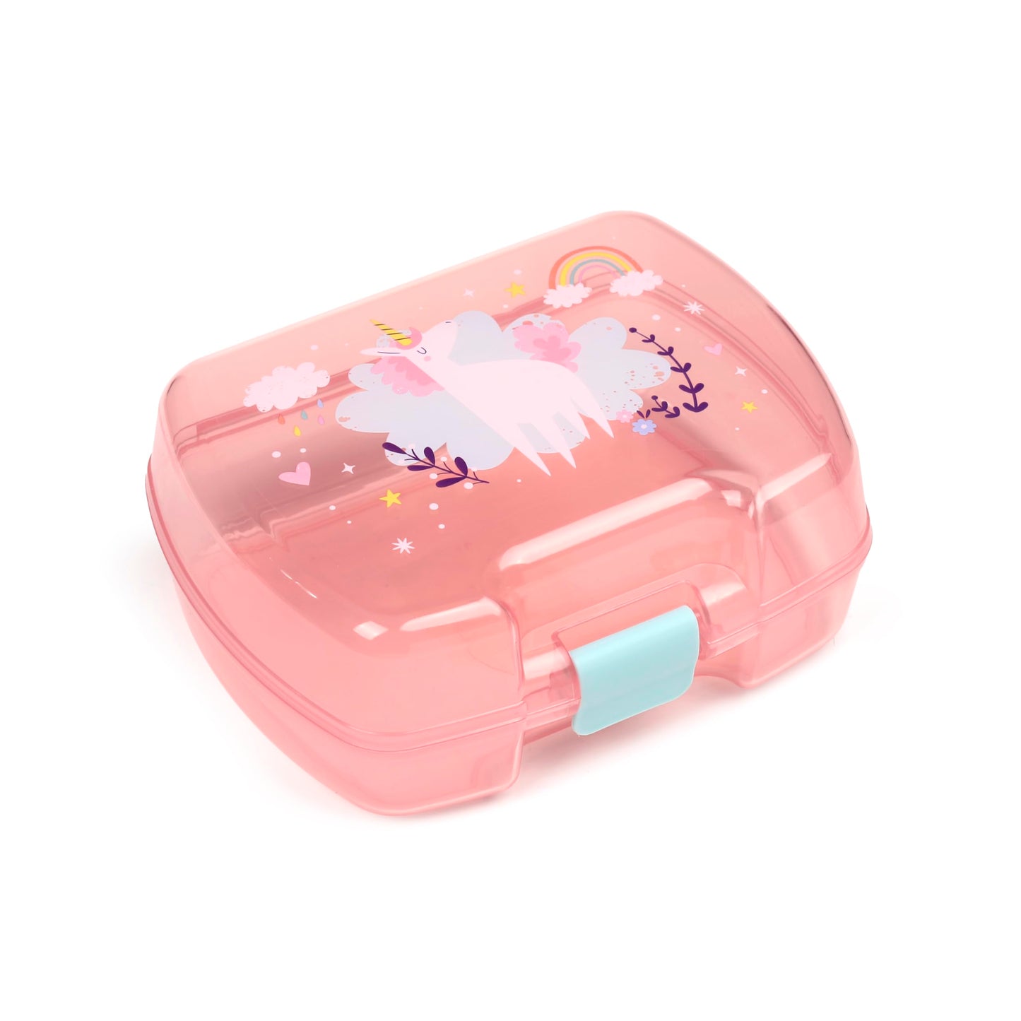 Puckator Pink Snack Holder Set for Girls (Lunch Box for Food & Drinking Bottle with Straw) - Unicorn Magic and Rainbow, BPA Free