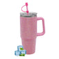 Lesser & Pavey Thirsteez Pink Diamante Drinks Cup for Hot Or Cold Drinks | Large Thermal Travel Mug with Lid & Straw for Office, Gym, Home Or Travel | Insulated Tumbler Coffee Cups for Daily Use