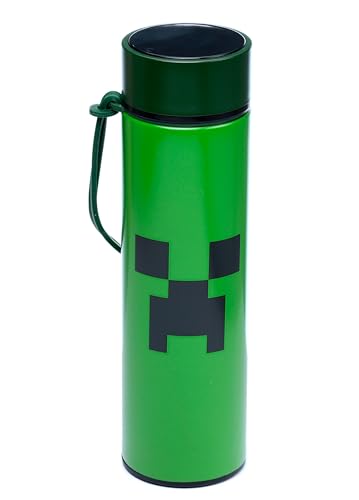 Puckator Minecraft - Stainless Steel Water Bottle with Led Temperature Display - Cold for 24h and Hot for 6h - Metal Water Bottles with Creeper - Modern Thermos Flask - Bpa Free - 450 ml