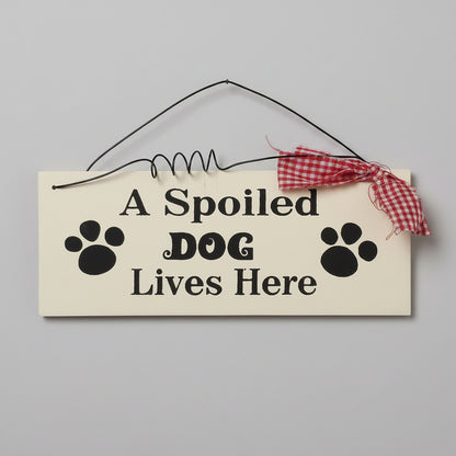 Small Wooden Sign Decoration with Red Gingham Ribbon and Wire