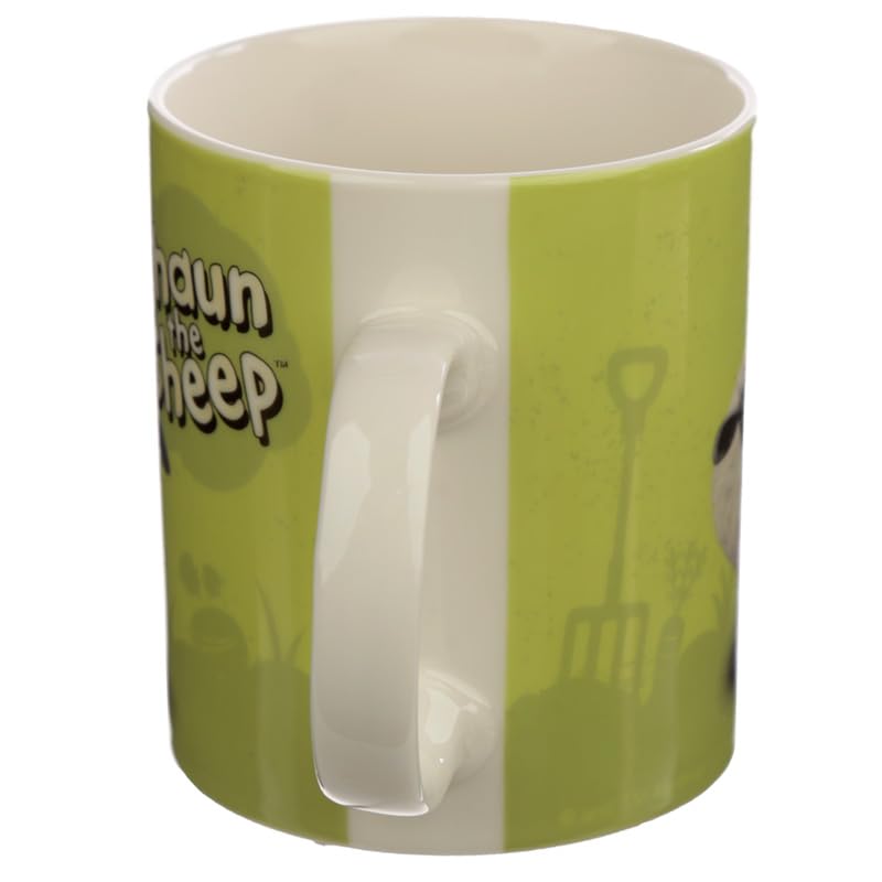 Puckator Shaun The Sheep Porcelain Tea Coffee Mug - Green - Funny Home Accessories - Cute Gifts for Girlfriend - Large Mugs for Men Women Hot Drinks - Cute Cups Presents - Secret Santa Gift - Cup Set