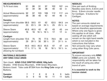 King Cole Knitting Pattern 5735 Women's Sweater Cardigan in Drifter Aran