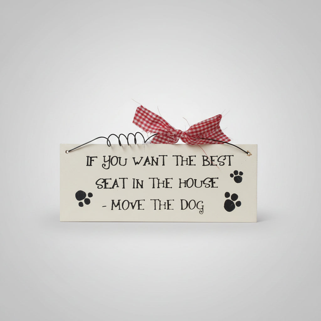 Small Wooden Sign Decoration with Red Gingham Ribbon and Wire