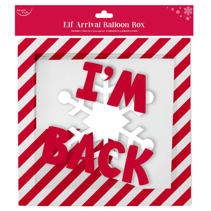 Eurowrap Elf Arrival Christmas Balloon Box Xmas Decoration Christmas Eve Includes 4 Balloons and 6 Adhesive Stickers