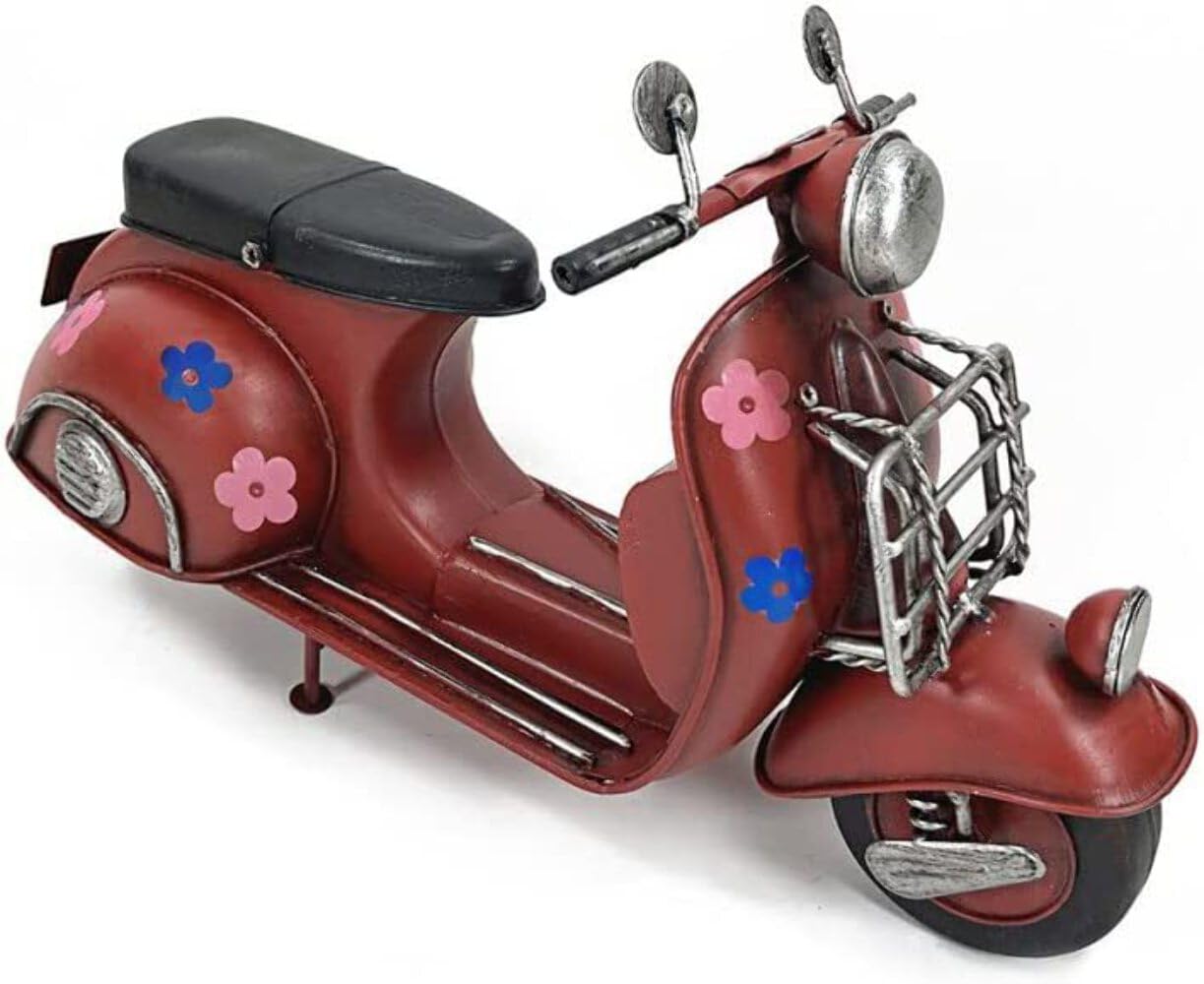 Home Decor | Red Scooter with Flower | 1 Piece - 29x10x18 cm