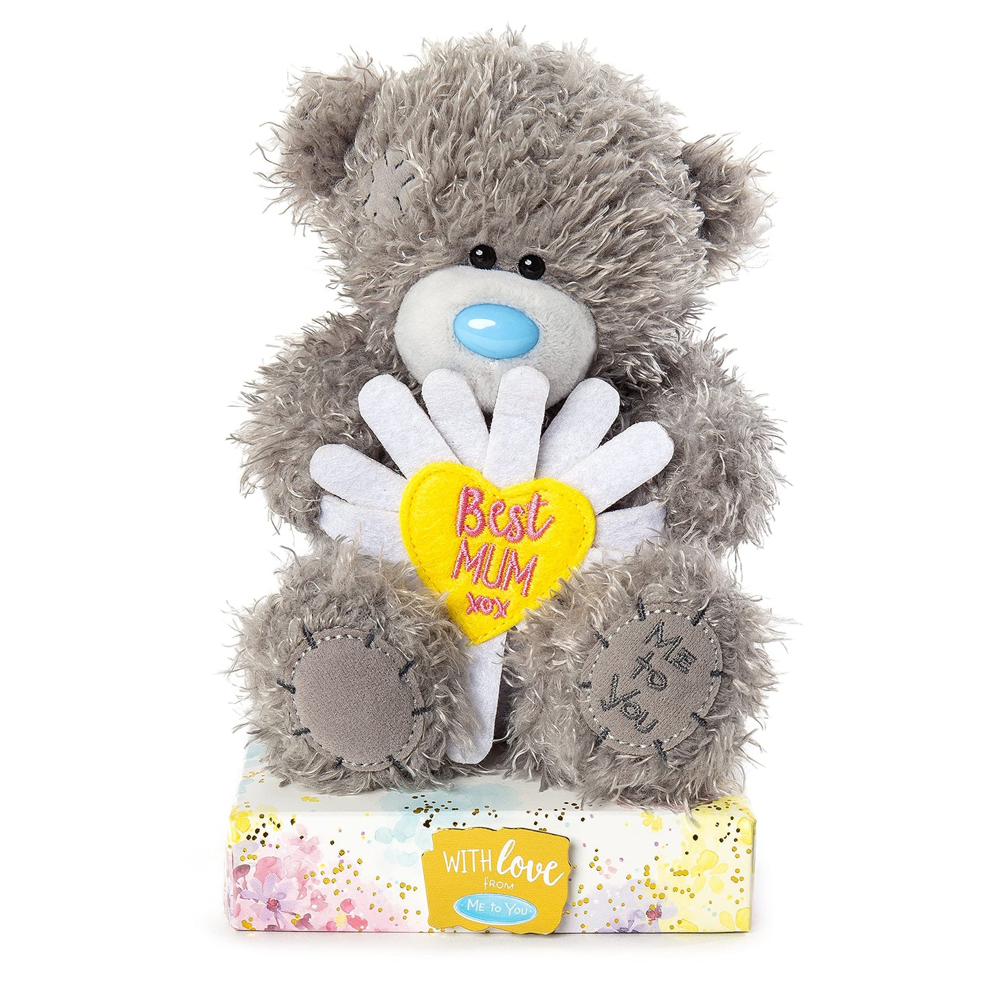 Me to You Tatty Teddy with 'Best Mum' Flower - Official Collection,Blue,gold,grey,pink