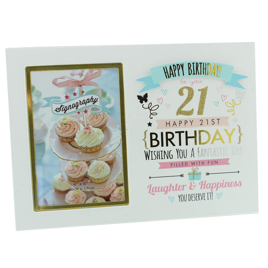 21st Happy Birthday Girl Photo frame by Signography 4" x 6" 21st