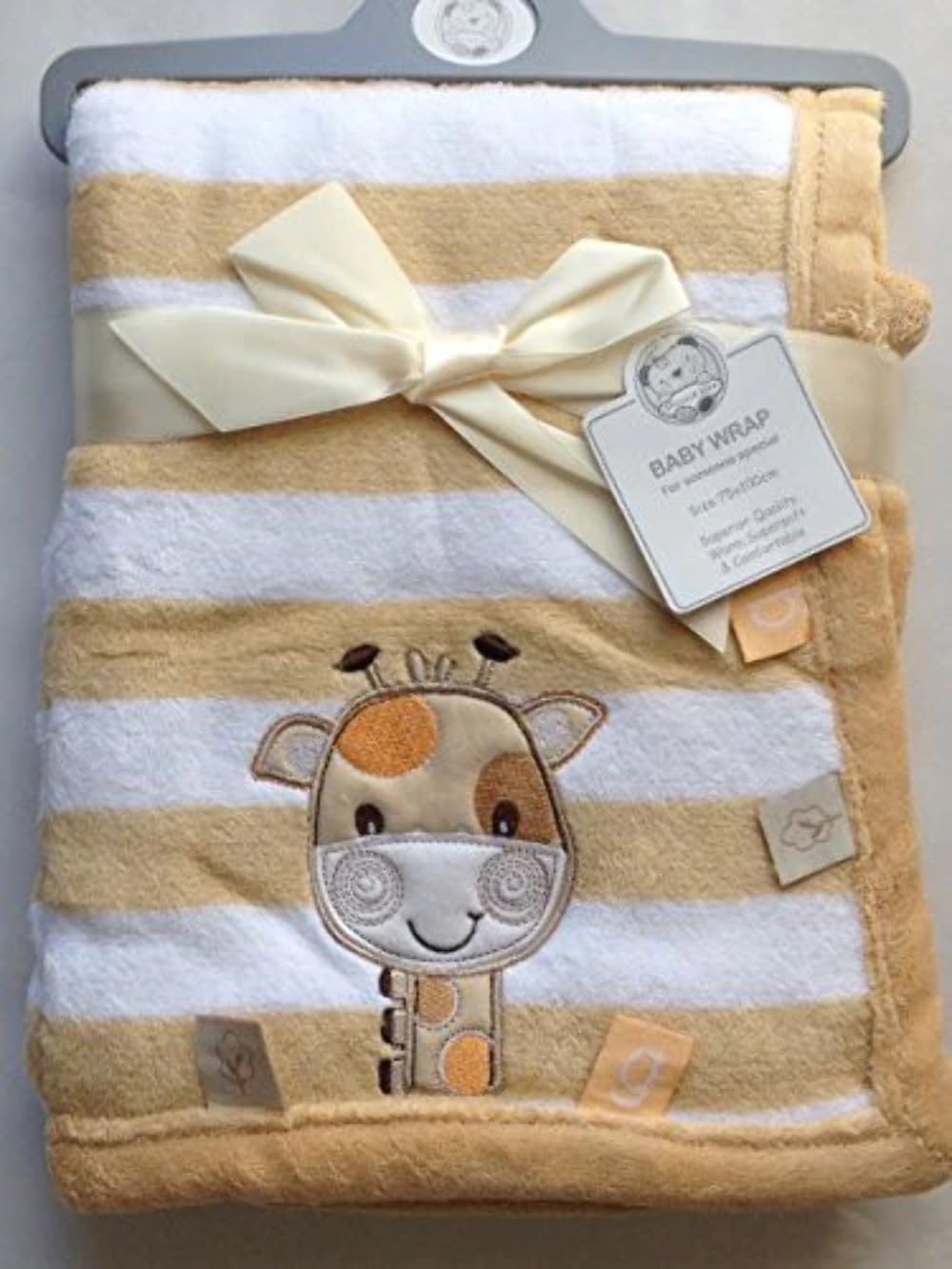 Beautiful Very Soft Blanket for Baby/Child Small Giraffe Appliqué Yellow Beige 75 x 100 cm