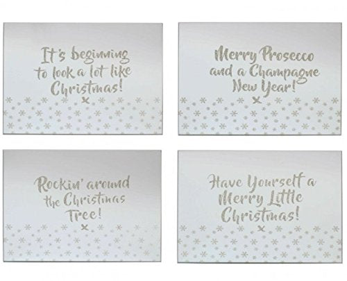Set of 4 Gold Glitter Mirror Christmas Place Mats