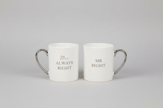 Amore Mug Gift Set Pair - Mr Right & Mrs Always Right