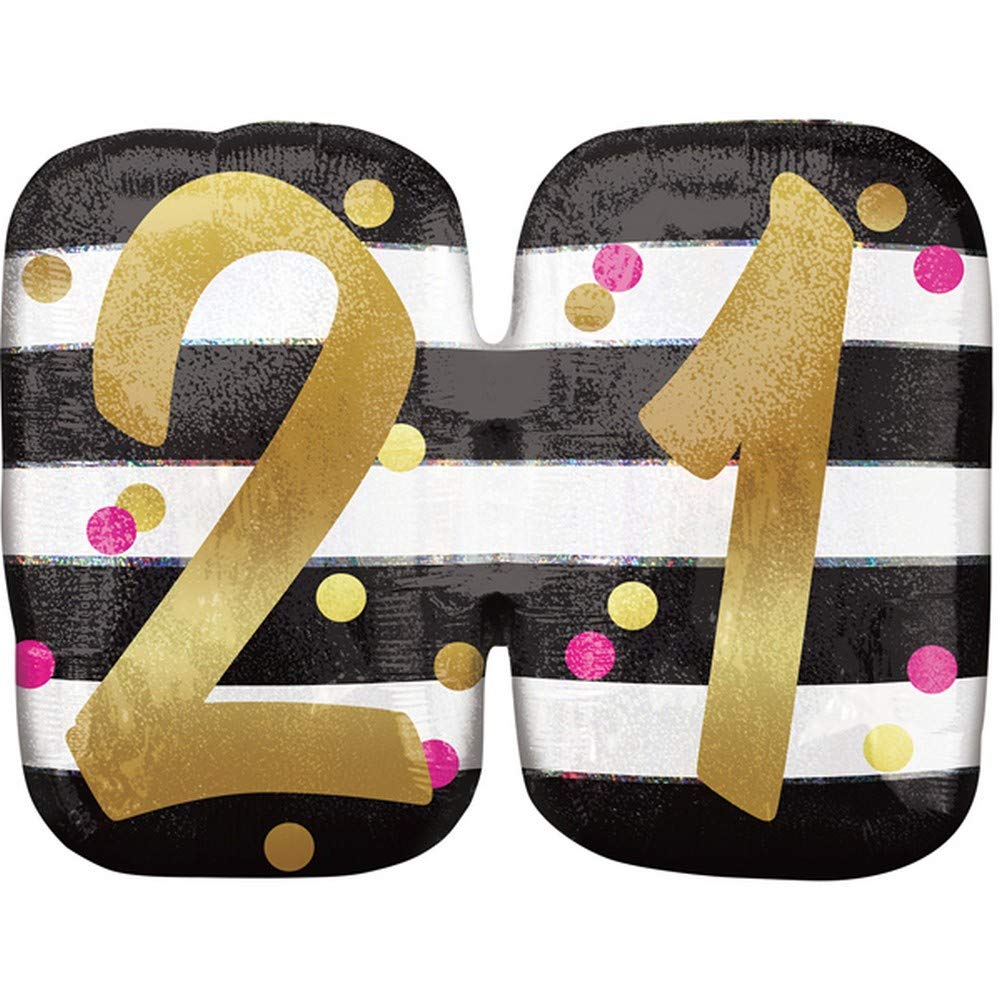 Amscan 3812101 S/Shape:Pink&Gold Age 21 Holo