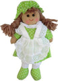 Powell Craft green polkadot dress with matching hat ragdoll 19cm
