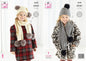 King Cole 5578 Knitting Pattern Girls Hats and Scarves in Fashion Aran Fur