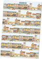 Emma Ball "Market Street", Pure cotton tea towel. Printed in the UK.