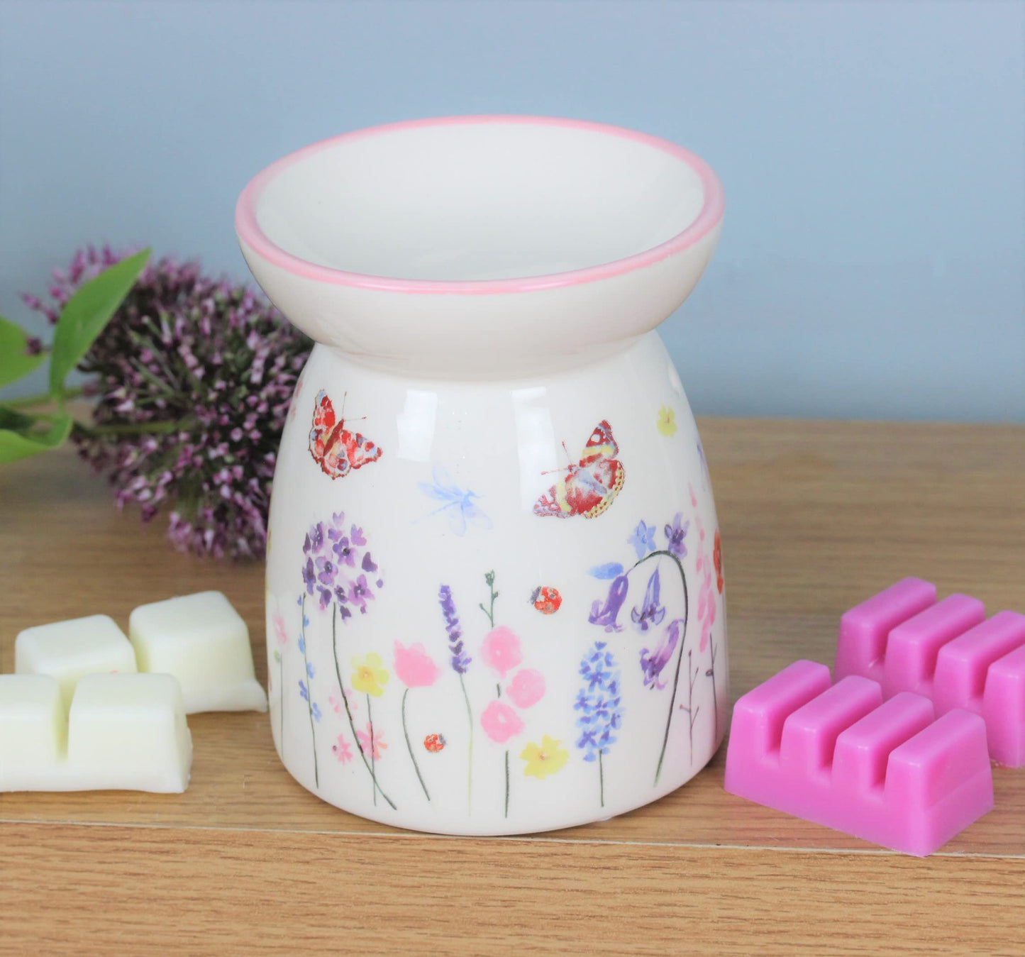 Ceramic Wax and Oil Warmer - Butterfly Garden Design