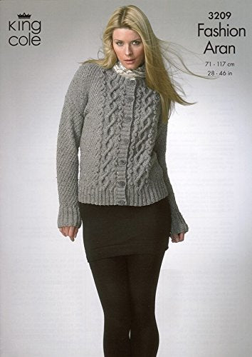 King Cole Ladies Cardigan & Sweater Fashion Knitting Pattern 3209 Aran