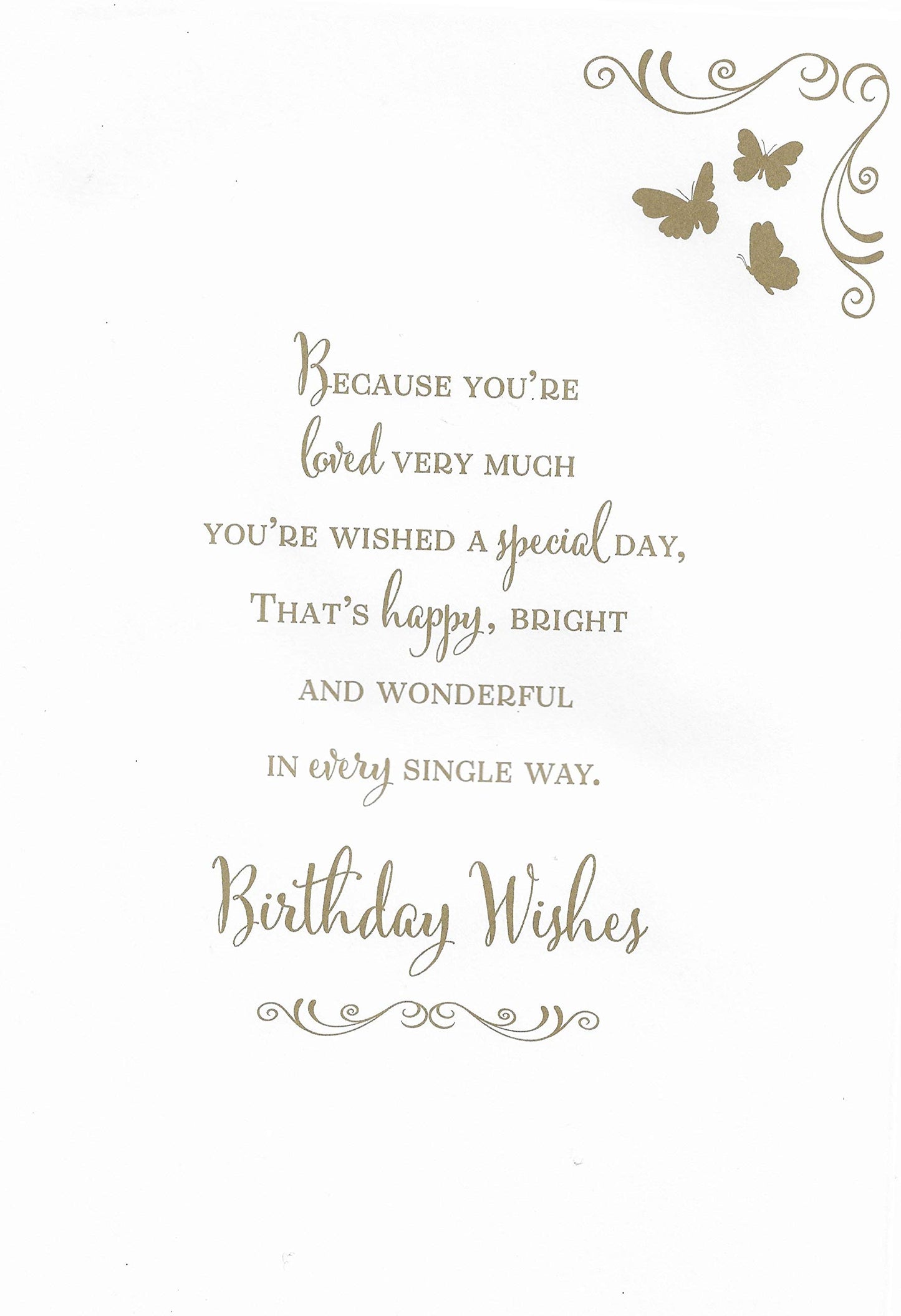 LARGE WONDERFUL MOTHER BIRTHDAY CARD***GOLDEN BUTTERFLY***7 X 11 INCHES***AG3