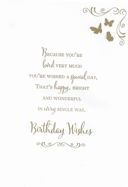 LARGE WONDERFUL MOTHER BIRTHDAY CARD***GOLDEN BUTTERFLY***7 X 11 INCHES***AG3