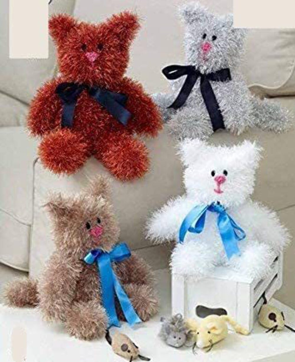 King Cole Tinsel & Big Value Chunky Knitting Pattern Small or Large Cat Kitten Toys (9049) by King Cole