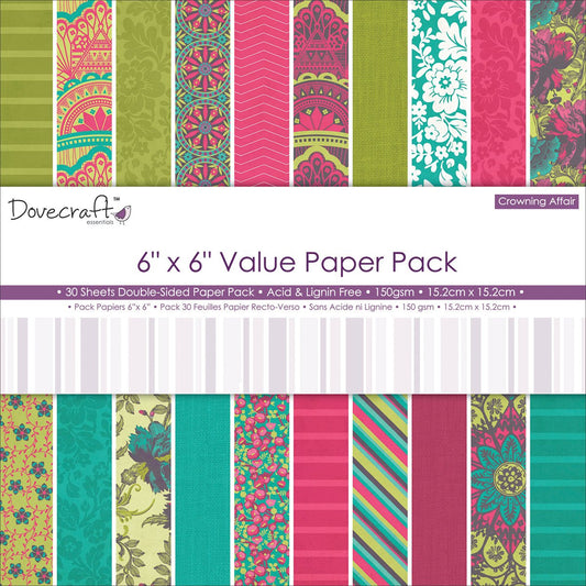 Dovecraft Essentials - Crowning Affair Value Paper Pack 6"x6"