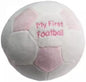 Snuggle Baby My First Football Baby Rattle, Pink and White Plush Sensory Ball, 15cm Soft Polyester, for Infants and Toddlers, Baby Shower Gift