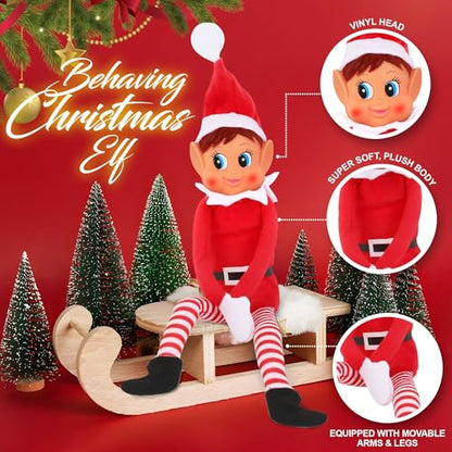 Elves Behavin' Badly Charming Red Long Leg Soft Body Vinylface Girl Elf with Hat - 30 cm