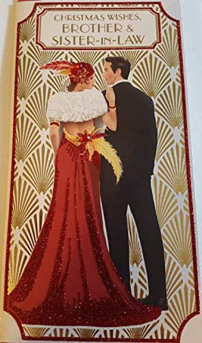 Art Deco - Brother & Sister in Law - Glittered Christmas Card