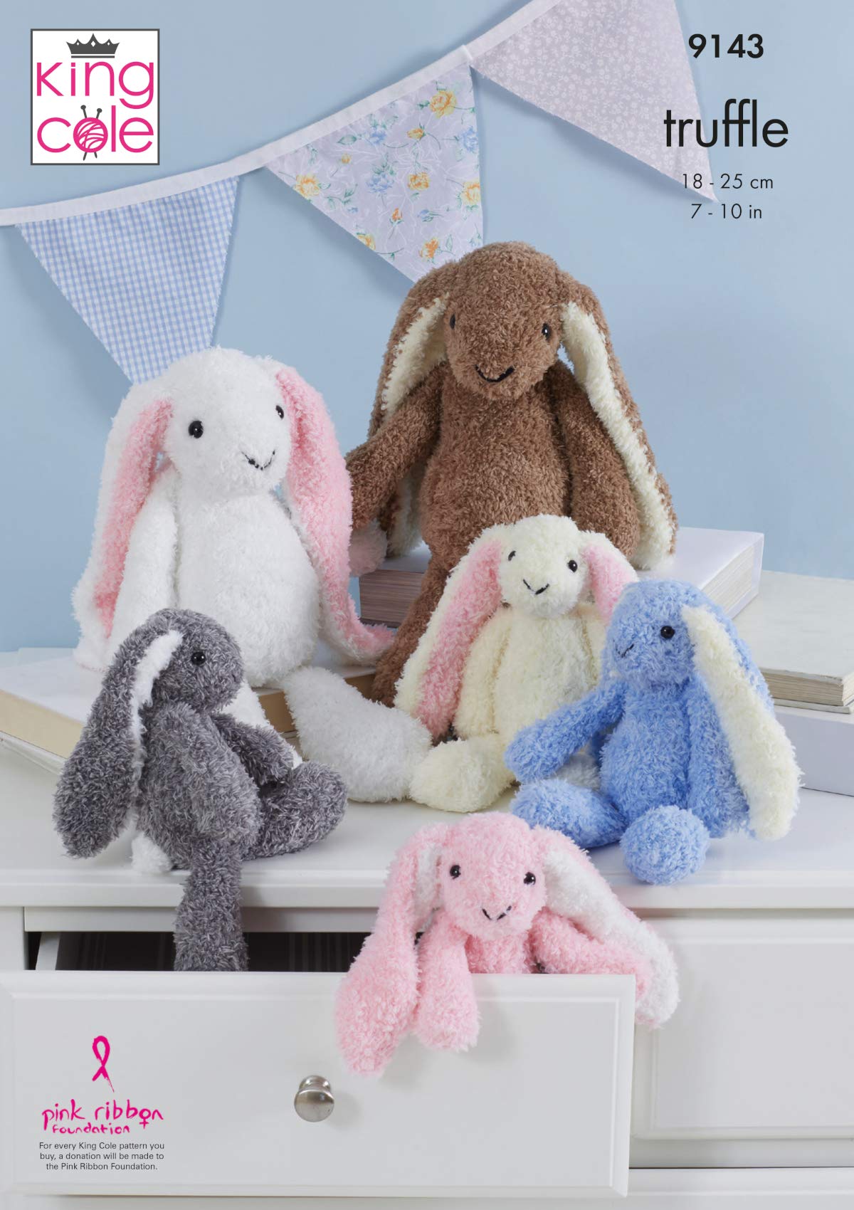 King Cole Truffle Knitting Pattern for Small or Large Bunny Rabbit Toys (9143)