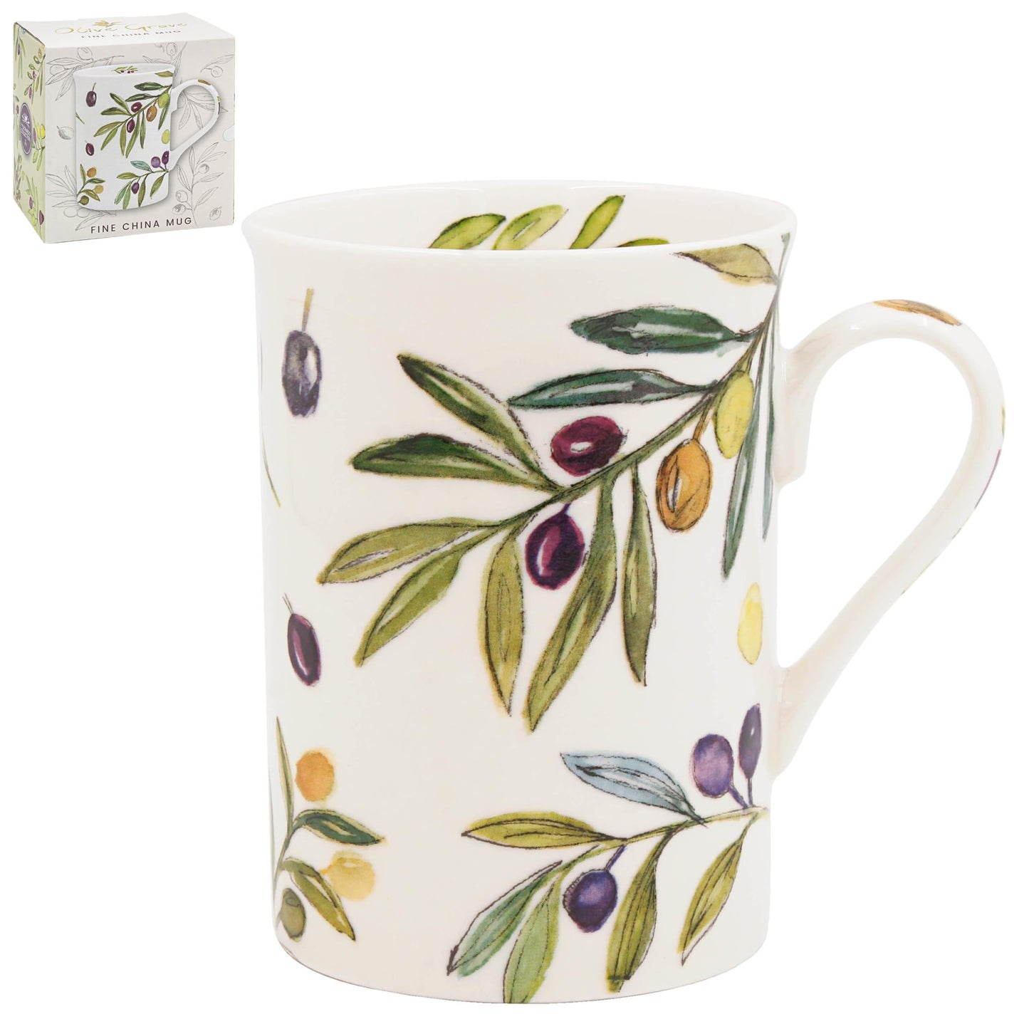 The Leonardo Collection Olive Grove By Jennifer Rose Fine China Olive Grove Mug 300ml for Hot & Cold Drinks | Durable Coffee Cups for Home & Office | Easy-to-Hold Coffee Mugs for Daily Use