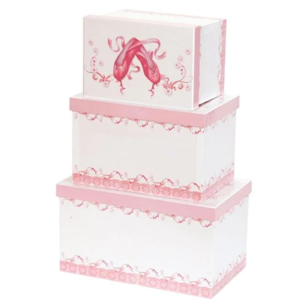 Girls Ballet Shoes Set Of 3 Pink Storage Boxes