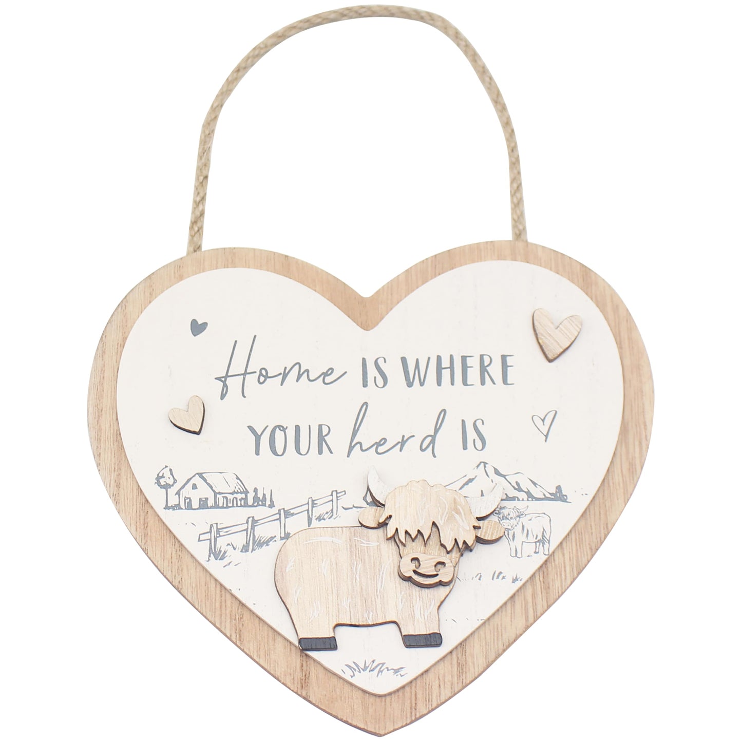 Lesser & Pavey Love & Affection Highland Cow Wooden Plaque