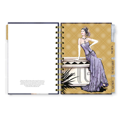 Claire Coxon Art Deco 2026 Organiser Diary | Hardback Weekly Planner with Tabs, Notes, To-Do & Goals | Stylish Art Deco Design