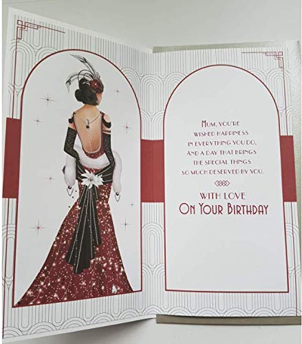 Art Deco Lady - Special Mum - Glittered Slim Birthday Card