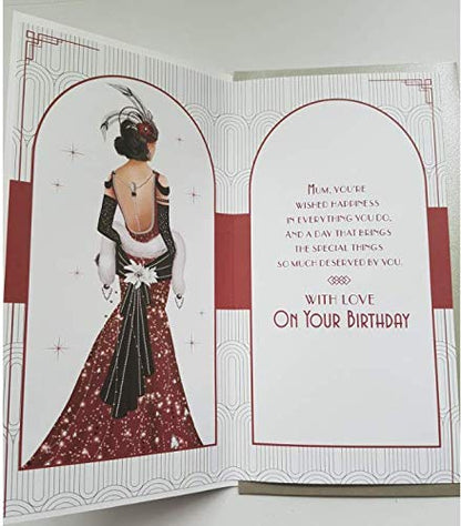Art Deco Lady - Special Mum - Glittered Slim Birthday Card