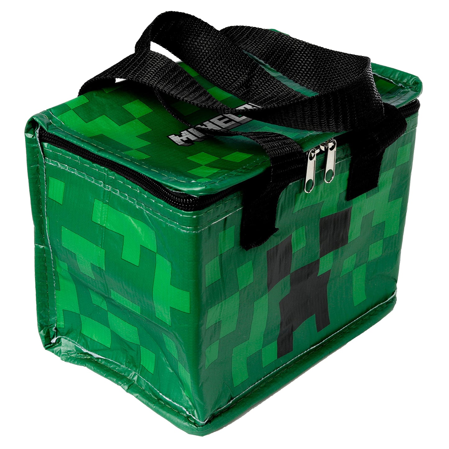 Puckator Cool Lunch Bag with Minecraft Creeper Design Made Out of Recycled Plastic Bottles - Insulated Lunch Bag for Women Men Children - Lunch Box Bag for Work & School - Beach Picnic Accessories