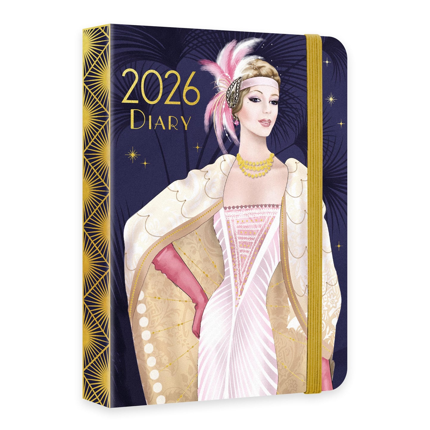 Claire Coxon Art Deco 2026 A6 Weekly Diary | Compact Hardback Organiser with Elastic Closure | Stylish Week-to-View Planner