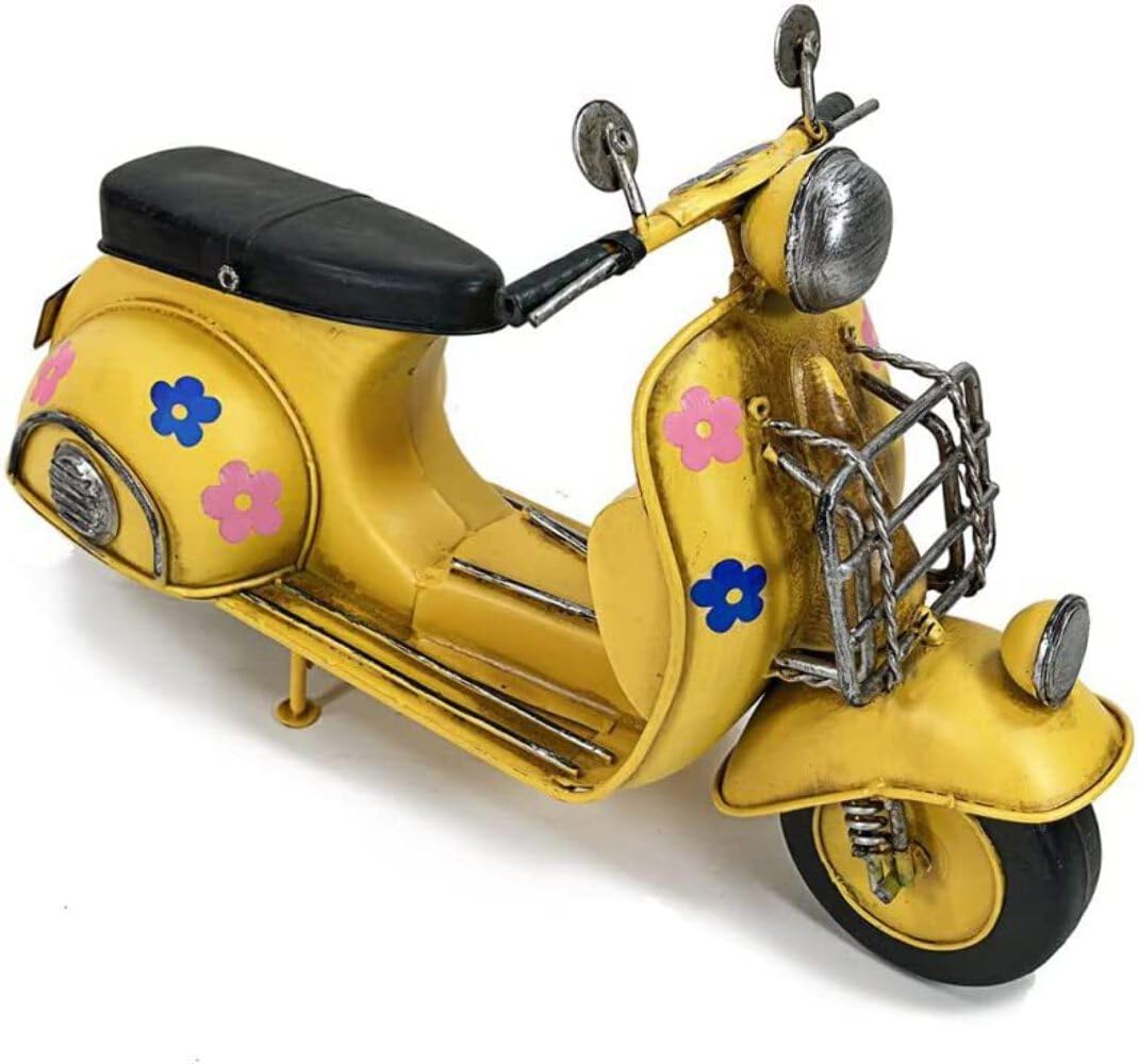 Home Decor | Yellow Scooter with Flower | 1 Piece - 29x10x18 cm