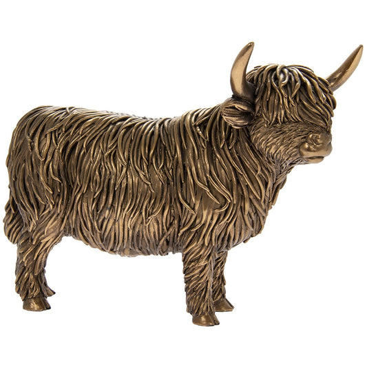 The Leonardo Collection Reflections Bronzed Highland Cow Figurine For Home & Office | Home Decor Ornaments Gift For Women & Men | Beautiful Figurine For Indoor & Outdoor | Living Room Decor Ornaments