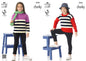 King Cole Comfort Chunky Knitting Pattern Girls Long Sleeved Striped Jumper 3992