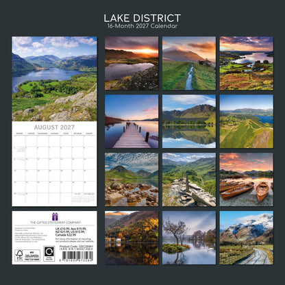 TGSC | Lake District 2026-2027 Calendar, 16-Month Square Wall Calendar (Sept 2026-Dec 2027), UK Planner with Lake Photography, Home or Office Organiser | 30 x 30 cm