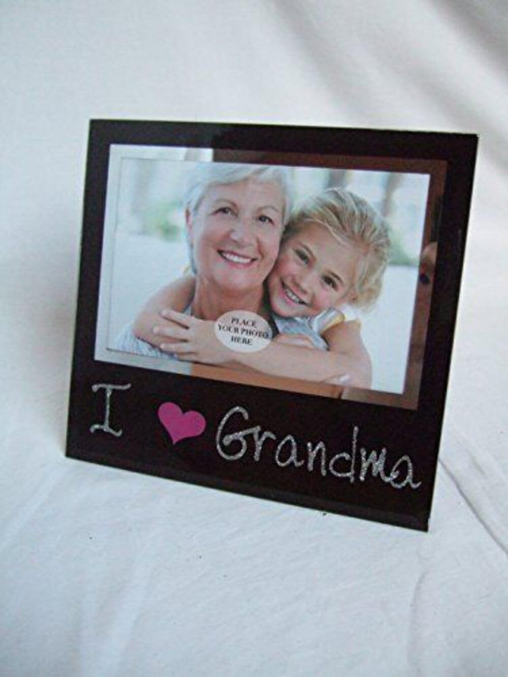 Sentimental Frames I Love Grandma Black & Pink Glass Photo Frame