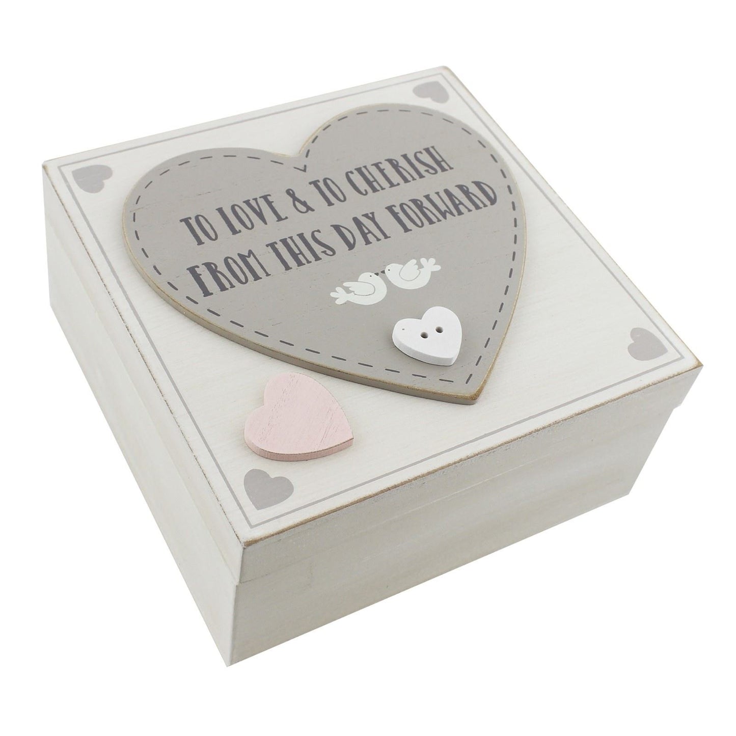 Love Story MDF Sqaure Keepsake Box 'Love & Cherish'