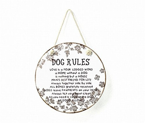 Dog Rules Circular Hanging Plaque