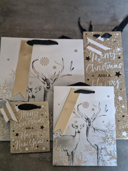 Reindeer Christmas Gift Bags 4pk